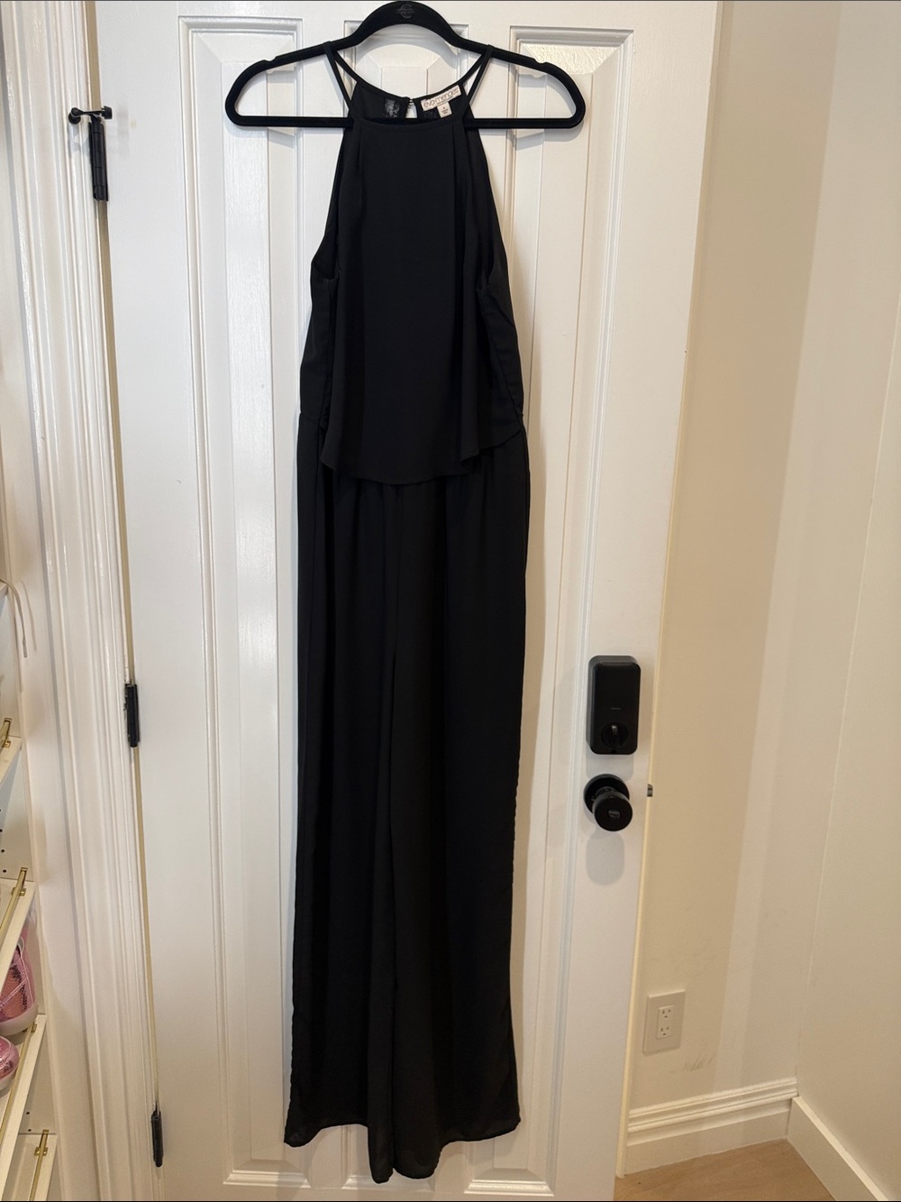 Eva mendes size small Express Black Halter Maxi jumpsuit with open back